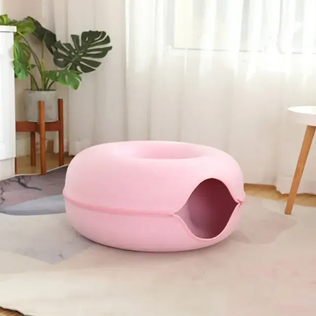 Túnel acogedor para gatos en forma de dona