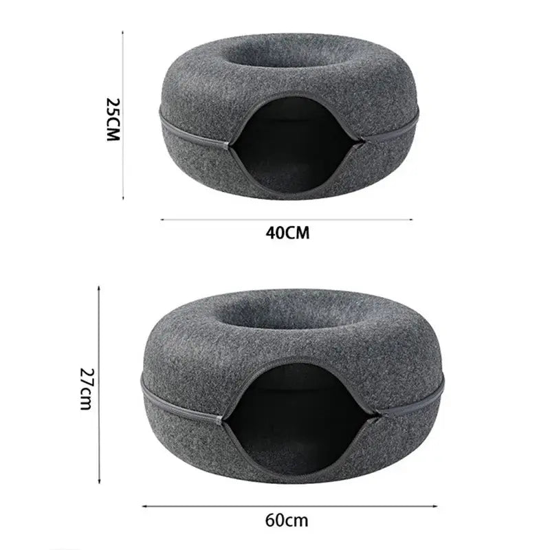 Túnel acogedor para gatos en forma de dona
