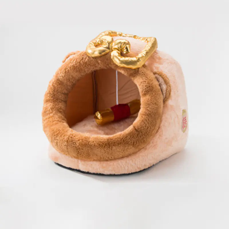 Cozy Cartoon Nook Pet Bed for Dogs and Cats