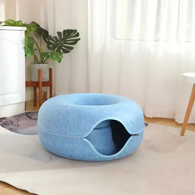 Túnel acogedor para gatos en forma de dona