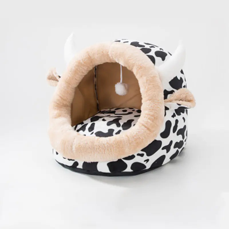 Cozy Cartoon Nook Pet Bed for Dogs and Cats